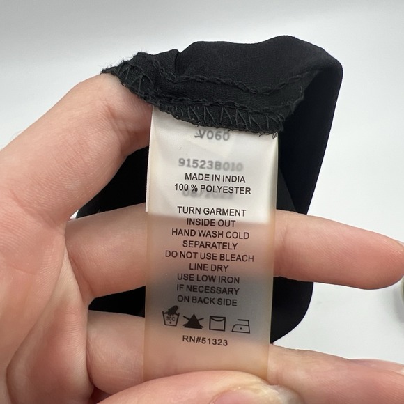 Vince Camuto Top XL Black Red Floral Balloon Sleeve Sheer Blouse Boho Party - Picture 9 of 12